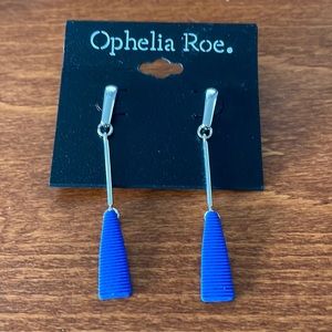 Ophelia Roe silver tone pierced earrings with royal blue accents
